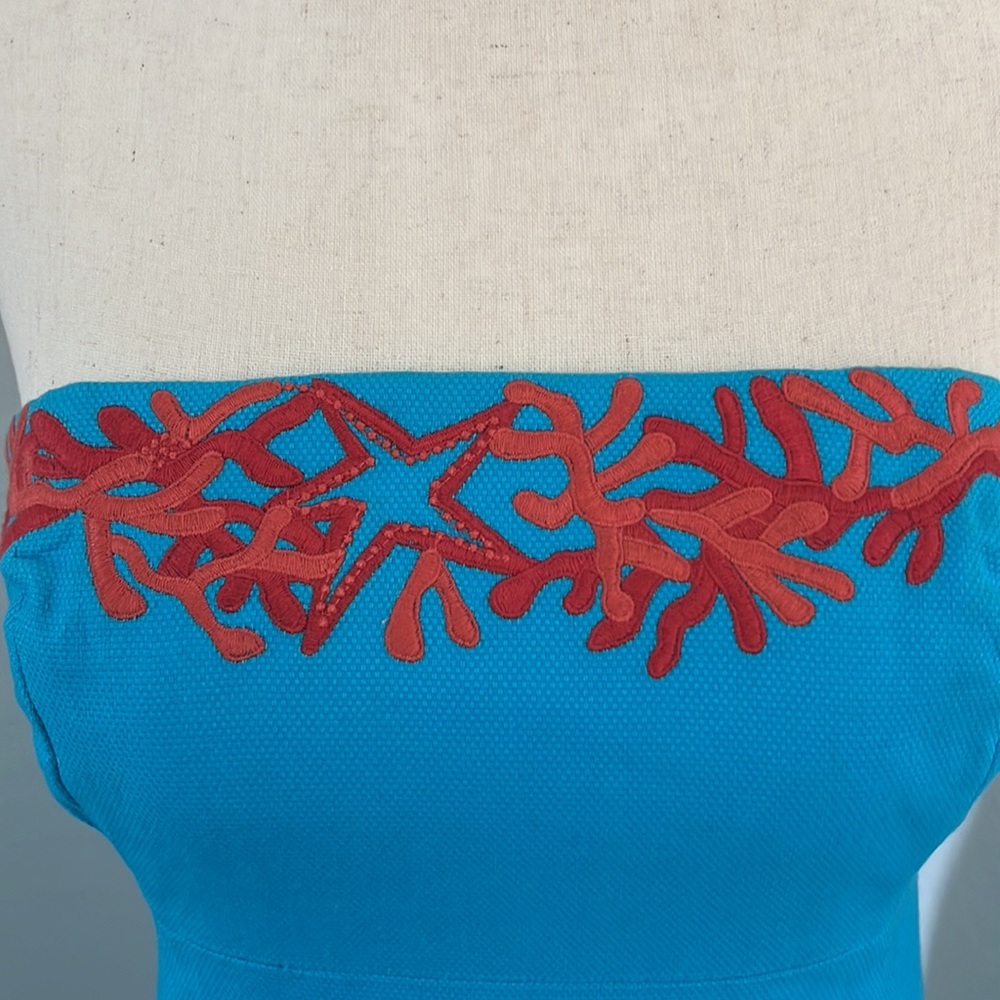 Lilly Pulitzer Strapless‎ Dress in Blue and Red - Picture 3 of 7